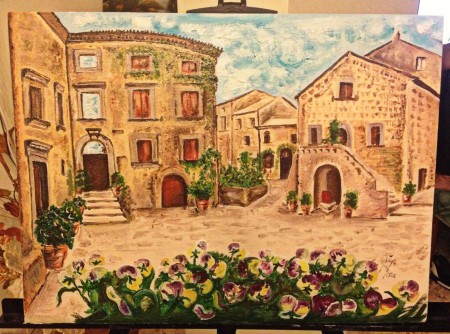 Realizzato su richiesta tramite foto. Mis: 30x40 cm. Tecnica: pittura a olio su cartone telato.